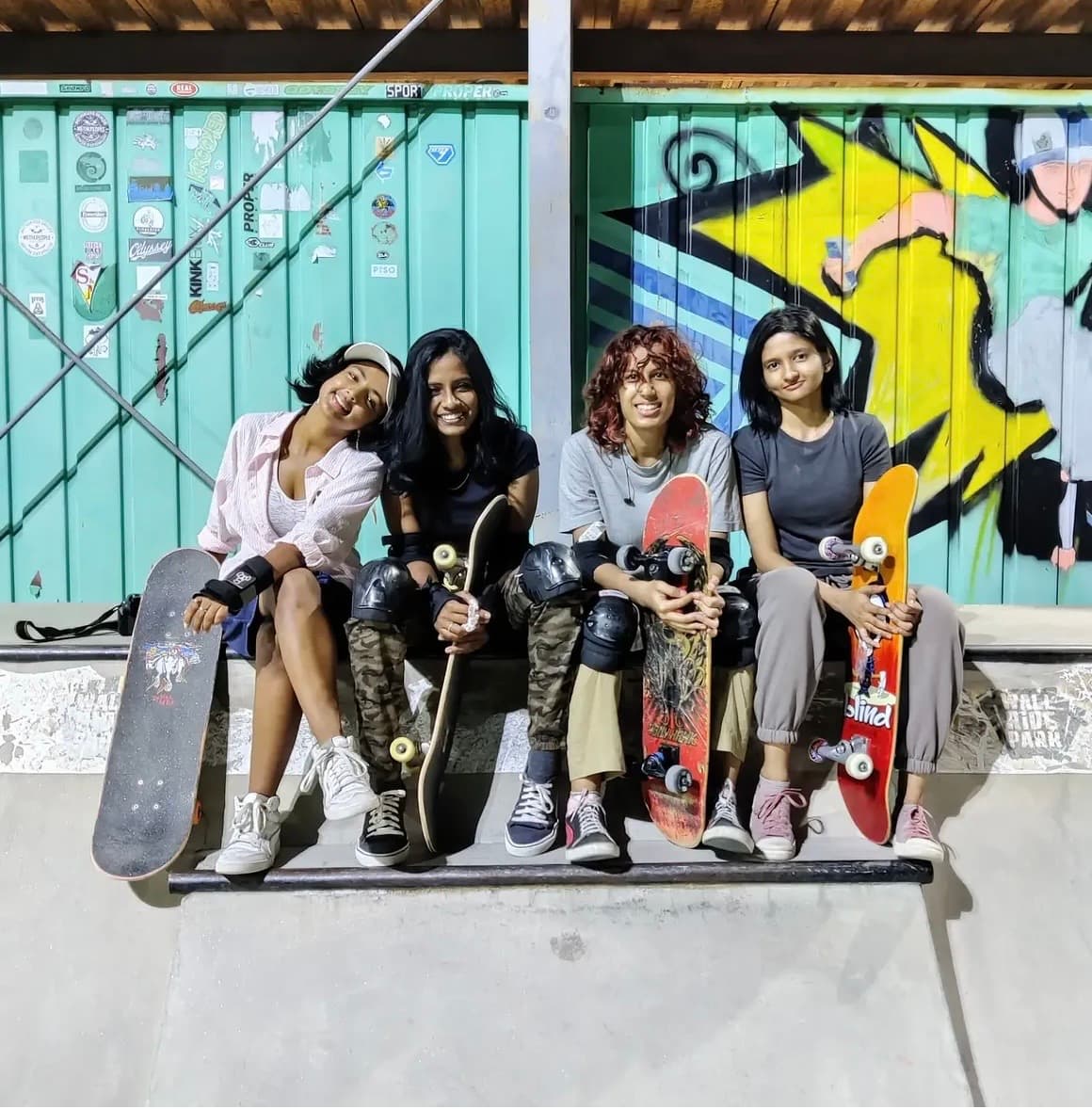 Skateboarders and friends at WallRide Park